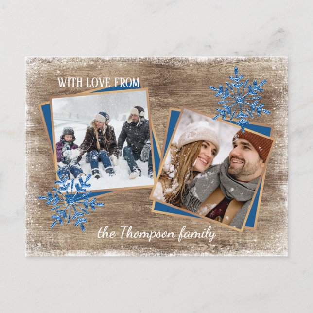 Maßgeschneiderte Schneeflocken und Holzplanen Postkarte (Vorderseite)