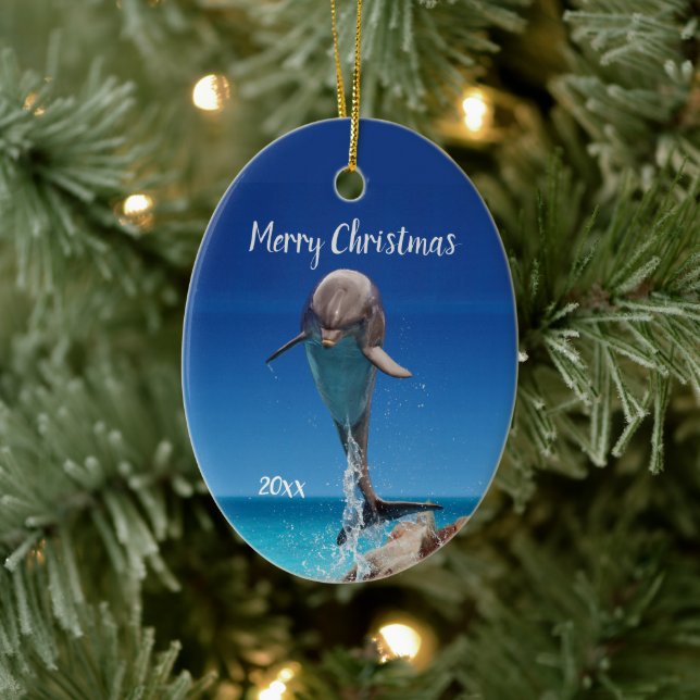Maßgeschneiderte, schöne Dolphin Sea Tierwelt Keramik Ornament (Baum)
