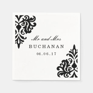 Maßgeschneiderte Schwarz-Weiß-Damaskus Napkin Serviette