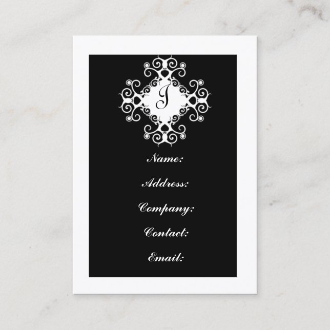 Maßgeschneiderte Schwarz/Weiß-Monogramm-Visitenkar Visitenkarte (Vorderseite)