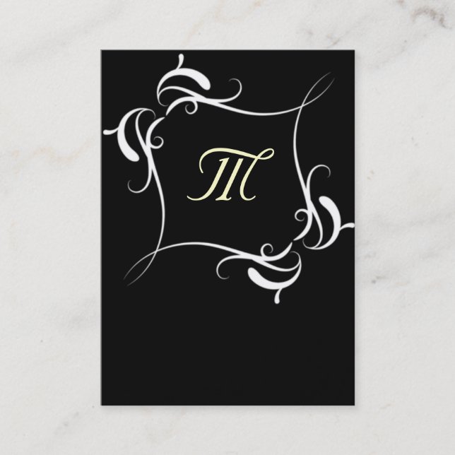 Maßgeschneiderte Schwarz/Weiß-Monogramm-Visitenkar Visitenkarte (Vorderseite)