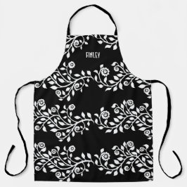 Maßgeschneiderte Schwarz-Weiß-Wirbel Chic Schürze