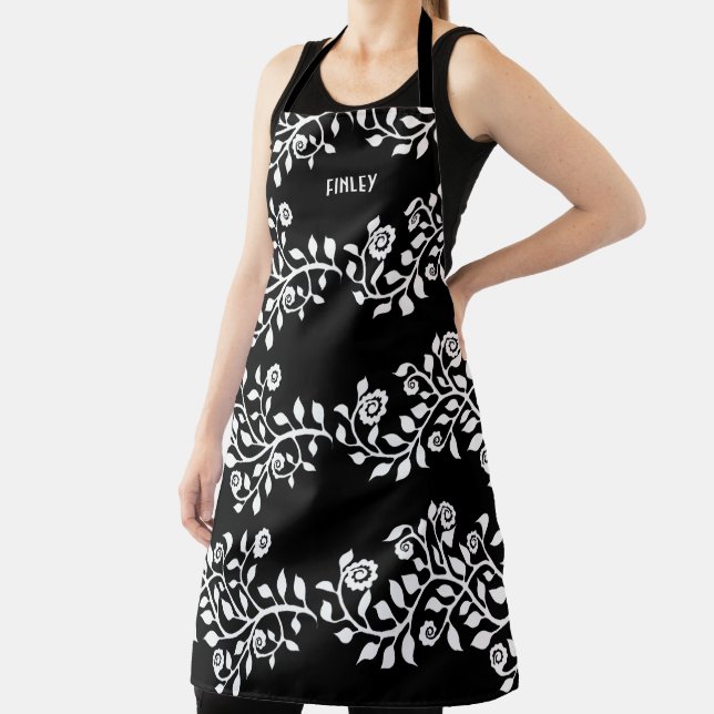 Maßgeschneiderte Schwarz-Weiß-Wirbel Chic Schürze (InSitu)