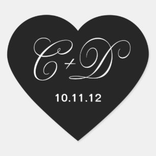 Maßgeschneiderte, schwarz-weiße Herzform Herz-Aufkleber