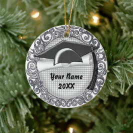 Maßgeschneiderte Schwarze Graduation Cap Keramik Ornament