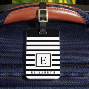 Maßgeschneiderte, schwarze hintergrundweiße Streif Gepäckanhänger