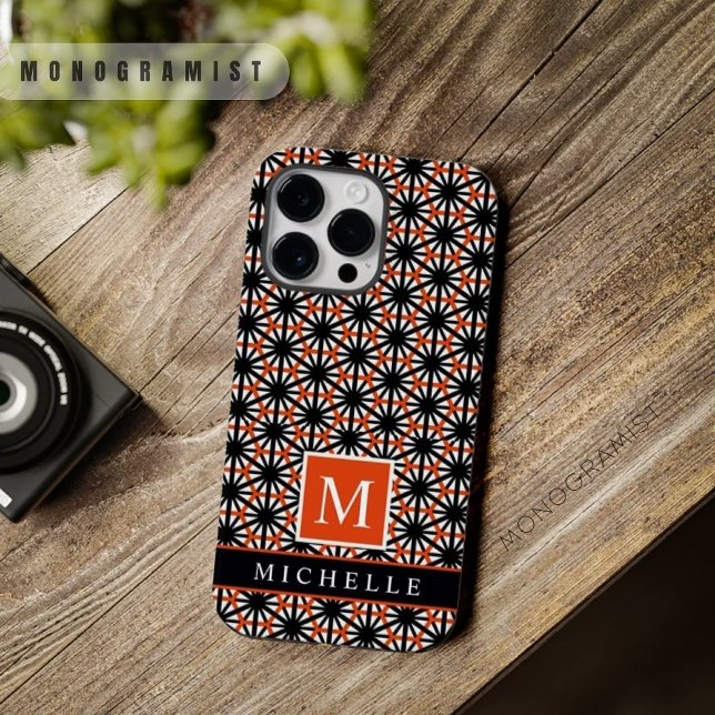 Maßgeschneiderte Schwarzweiß-Geometrie Case-Mate iPhone Hülle (Customizable Black Red White Geometric Case-Mate iPhone Case)