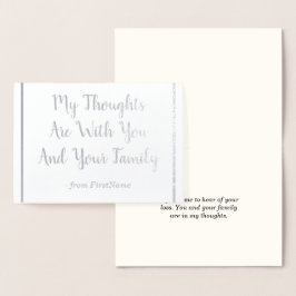 Maßgeschneiderte Silver Foil Beileid Card Folienkarte