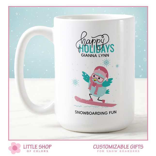 Maßgeschneiderte Snowboarding Bluebird Weihnachten Kaffeetasse (Von Creator hochgeladen)