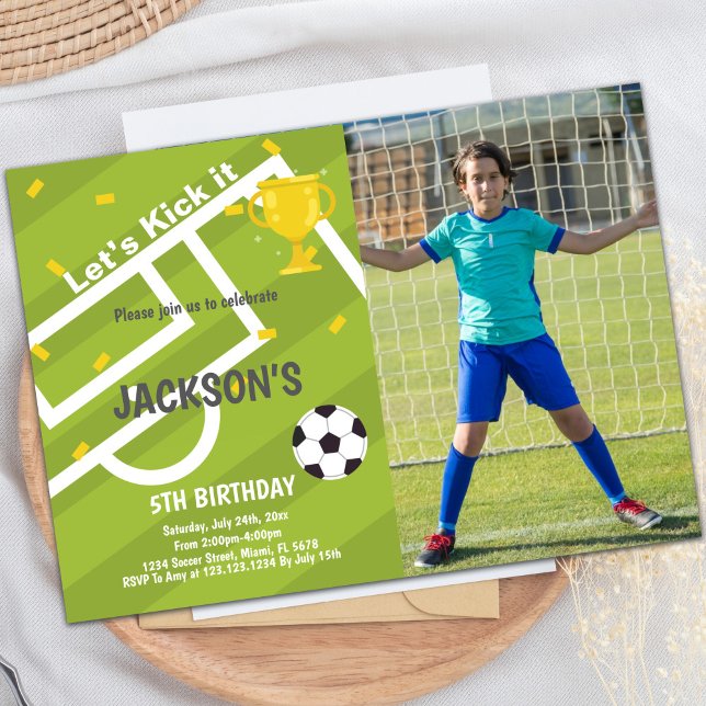 Maßgeschneiderte sportliche Party Einladungen für  (World Cup Light Green Soccer Birthday Invitations)