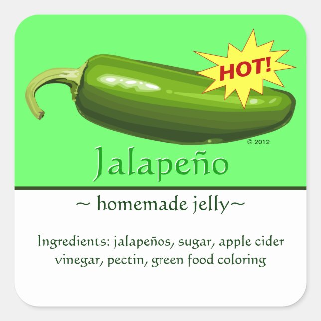 Maßgeschneiderte Square Jalapeño Stickers (Vorderseite)