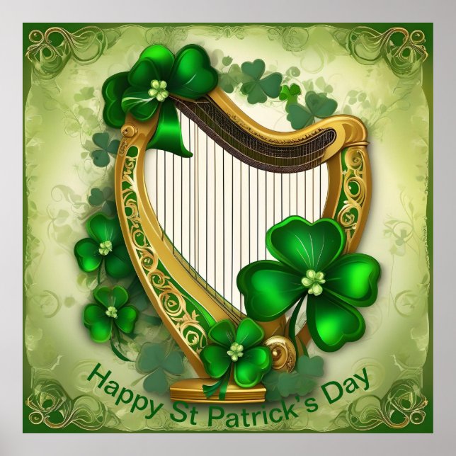 Maßgeschneiderte St Patrick’s Day Harp. St. Patty' Poster (Vorne)