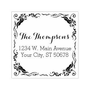 Maßgeschneiderte, stilvolle Ornamentik-Blumengrenz Permastempel