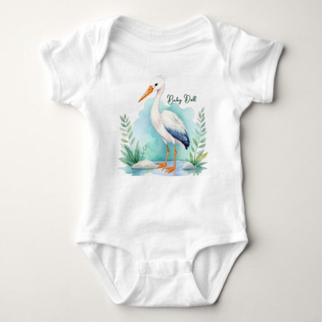 Maßgeschneiderte Stork Kinderzimmer Set Baby Puppe Baby Strampler (Vorderseite)