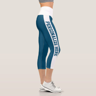 Maßgeschneiderte Streifen Capri Preußen Blau & Wei Leggings