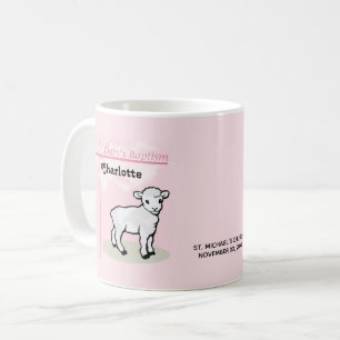 Maßgeschneiderte Taufe, Rosa, Mädchen, Lamm Kaffeetasse