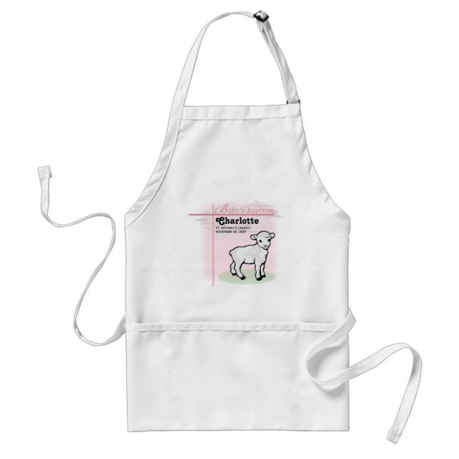 Maßgeschneiderte Taufe, Rosa, Mädchen, Lamm Schürze (Vorne)