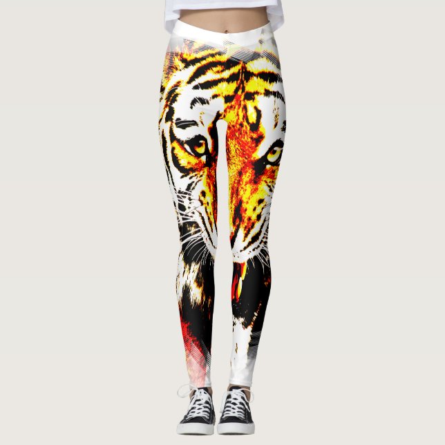 Maßgeschneiderte Tiger-Vorlage Modernes Elegantes  Leggings (Vorderseite)