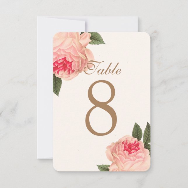 Maßgeschneiderte Tischnummer-Karten für Korallenpe Einladung (Vorderseite)