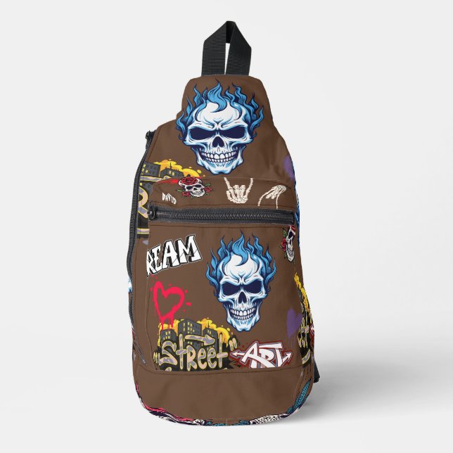 Maßgeschneiderte trendy spooky Street Graffiti Sch Crossbody Bag (Vorderseite)