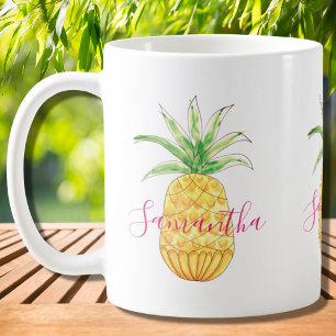 Maßgeschneiderte tropische Ananas Wasserfarbe Kaffeetasse