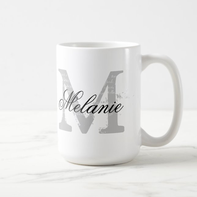 Maßgeschneiderte überdimensionale Typografie Monog Kaffeetasse (Rechts)