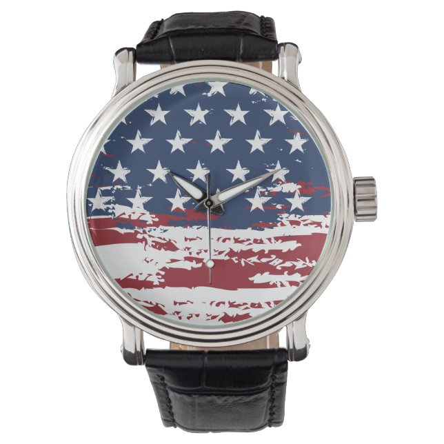 Maßgeschneiderte USA Flag Watch Armbanduhr (Vorderseite)