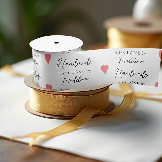 Maßgeschneiderte Verpackung Handgefertigtes Kunsth Satinband (custom packaging ribbon handmade artisanal homemade gifting christmas bridal baby shower heart)