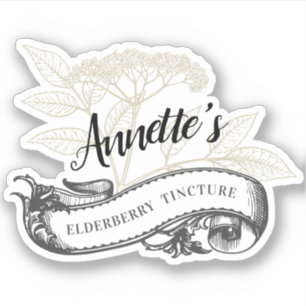 Maßgeschneiderte Vintage Elderberge oder Elderflow Aufkleber