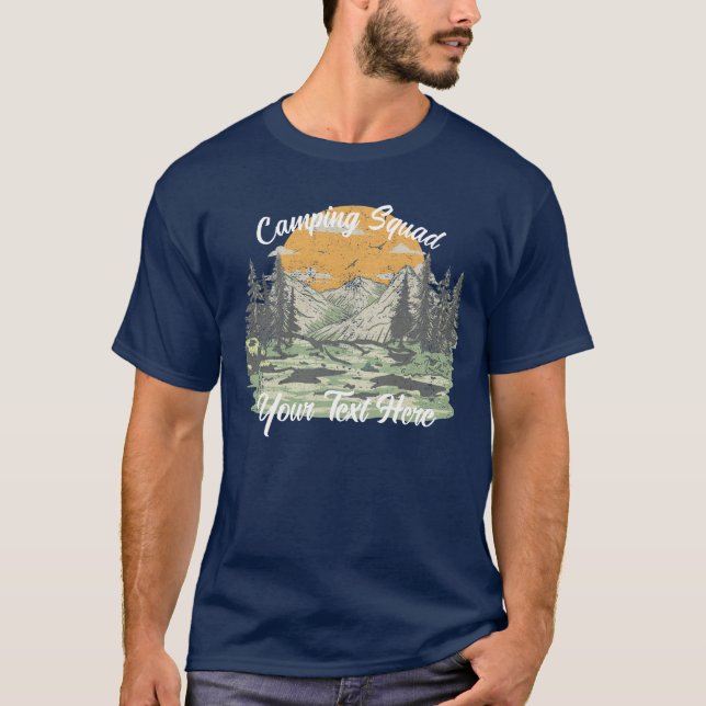 Maßgeschneiderte Vintage Moderne Camping Wanderfam T-Shirt (Vorderseite)