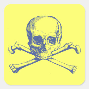 Maßgeschneiderte Vintage Schädel- und Querknochen Quadratischer Aufkleber