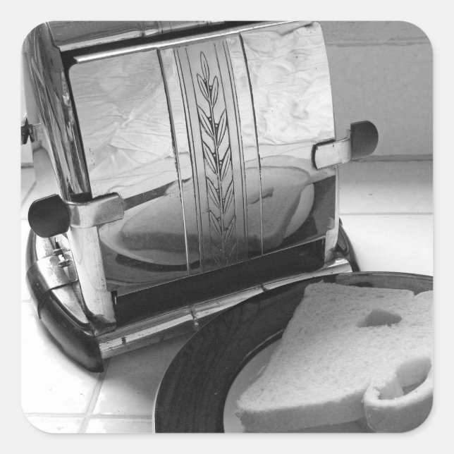 Maßgeschneiderte Vintage Toaster Kitchen Art Stick Quadratischer Aufkleber (Vorderseite)