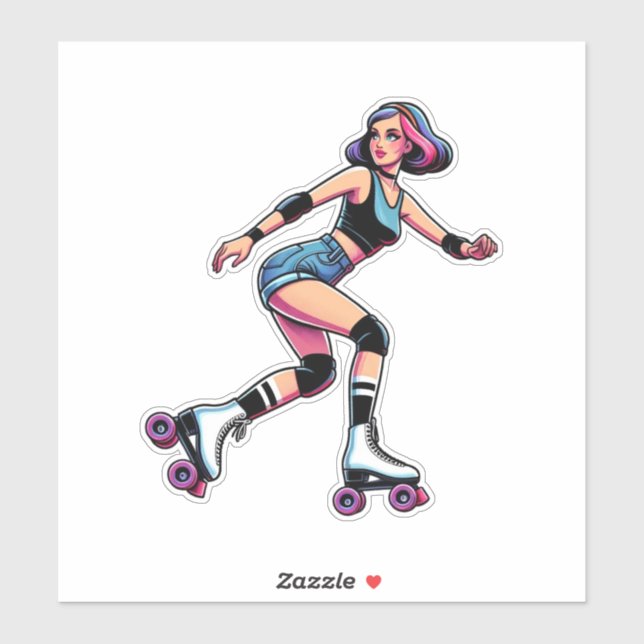 Maßgeschneiderte Vinyl-Aufkleber: Roller Girl Aufkleber (Blatt)
