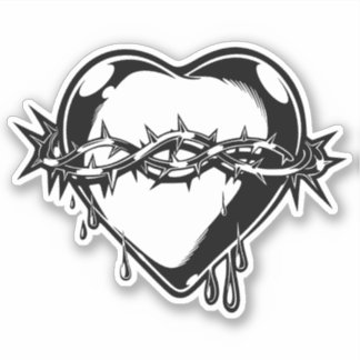 Maßgeschneiderte Vinyl Sticker Stacheldraht Herz