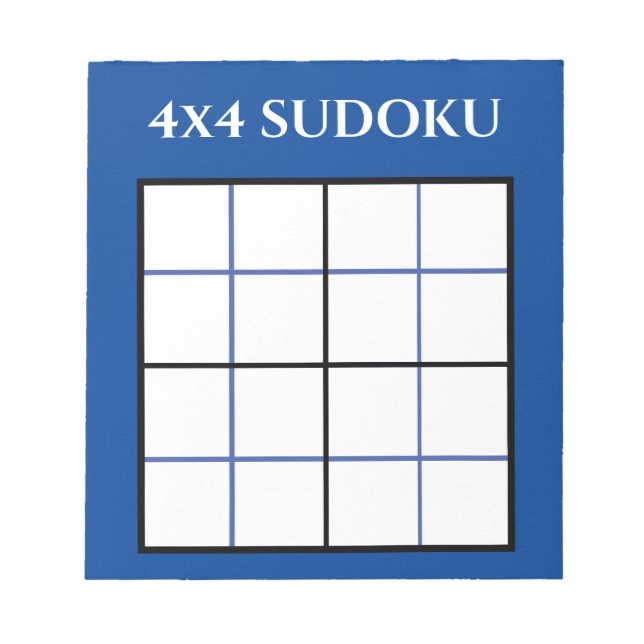Maßgeschneiderte Vorlage 4 x 4 Sudoku Blau Notizblock (Vorderseite)