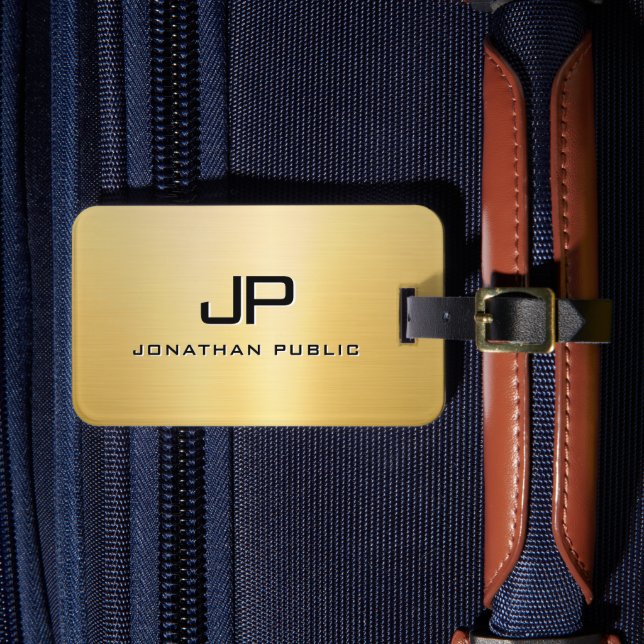 Maßgeschneiderte Vorlage Modernes Monogram Metalli Gepäckanhänger (Vorderseite Insitu 4)