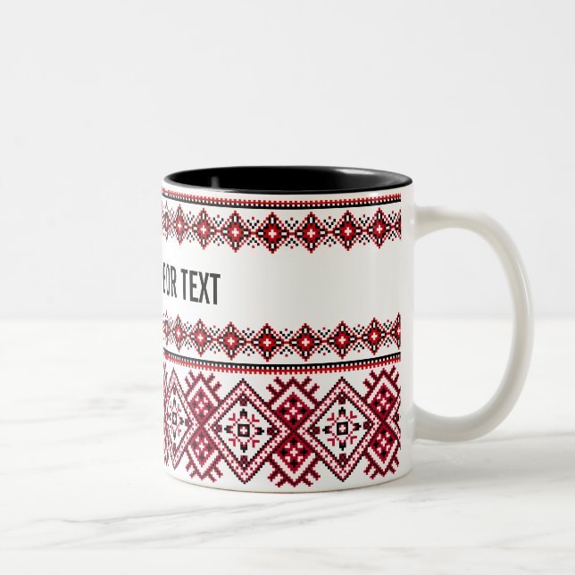 Maßgeschneiderte Vyshyvanka Ukrainische Stickerei Zweifarbige Tasse (Rechts)
