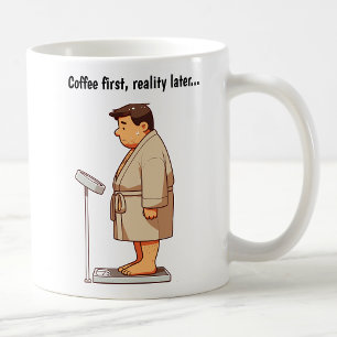 Maßgeschneiderte Waage für das Gewicht des Cartoon Kaffeetasse