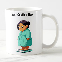 Maßgeschneiderte Waage für das Gewicht des Cartoon Kaffeetasse