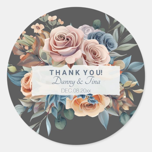 Maßgeschneiderte WasserfarbenflorBouquet Runder Aufkleber (Vorderseite)