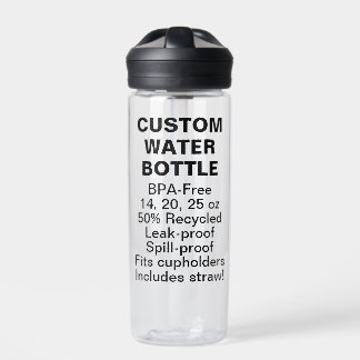 Maßgeschneiderte Wasserflasche + Stroh (BPA BPS BP Trinkflasche