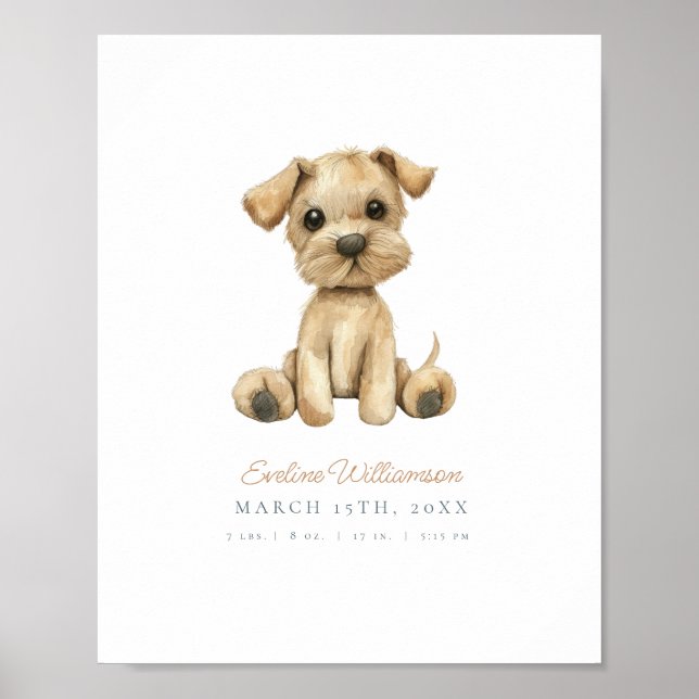 Maßgeschneiderte Watercolor Puppy Kinderzimmer - G Poster (Vorne)