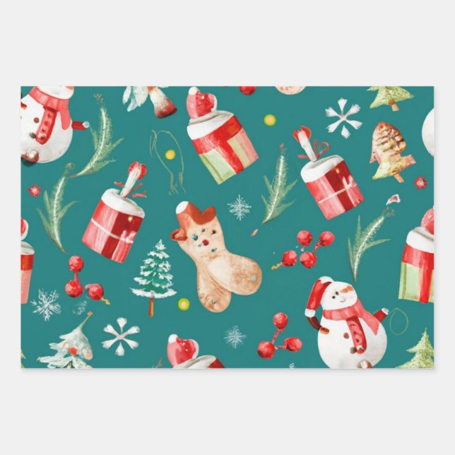 Maßgeschneiderte Weihnachten-Geschenkverpackung Geschenkpapier Set (Vorderseite)