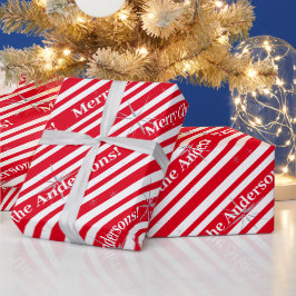 Maßgeschneiderte Weihnachten in Rot und Weiß Stric Geschenkpapier