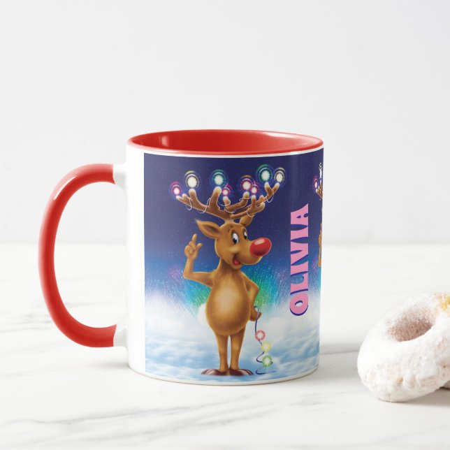 Maßgeschneiderte Weihnachts-Tasse, Rudolph und Lic Tasse (Mit Donut)