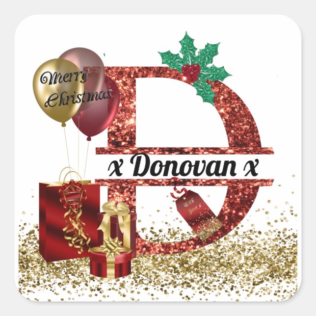 Maßgeschneiderte Weihnachtsaufkleber, Geschenkmark Quadratischer Aufkleber (Vorderseite)