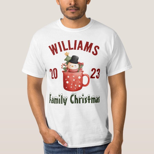 Maßgeschneiderte Weihnachtsfamilie T-Shirt (Vorderseite)