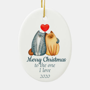 Maßgeschneiderte Weihnachtskatzen Niedlich I Liebe Keramik Ornament