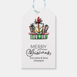 Maßgeschneiderte Weihnachtsmarke mit Watercolor-Ge Geschenkanhänger