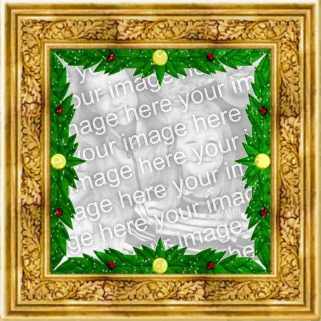 Maßgeschneiderte Weihnachtsschmuck im Golden Frame Freistehende Fotoskulptur (Vorne)